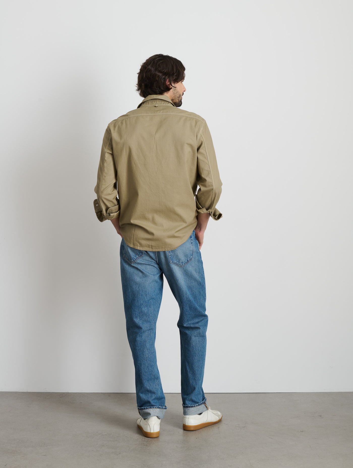 Men's Utility Shirt - Smith in Light Fatigue Khaki Cotton Twill