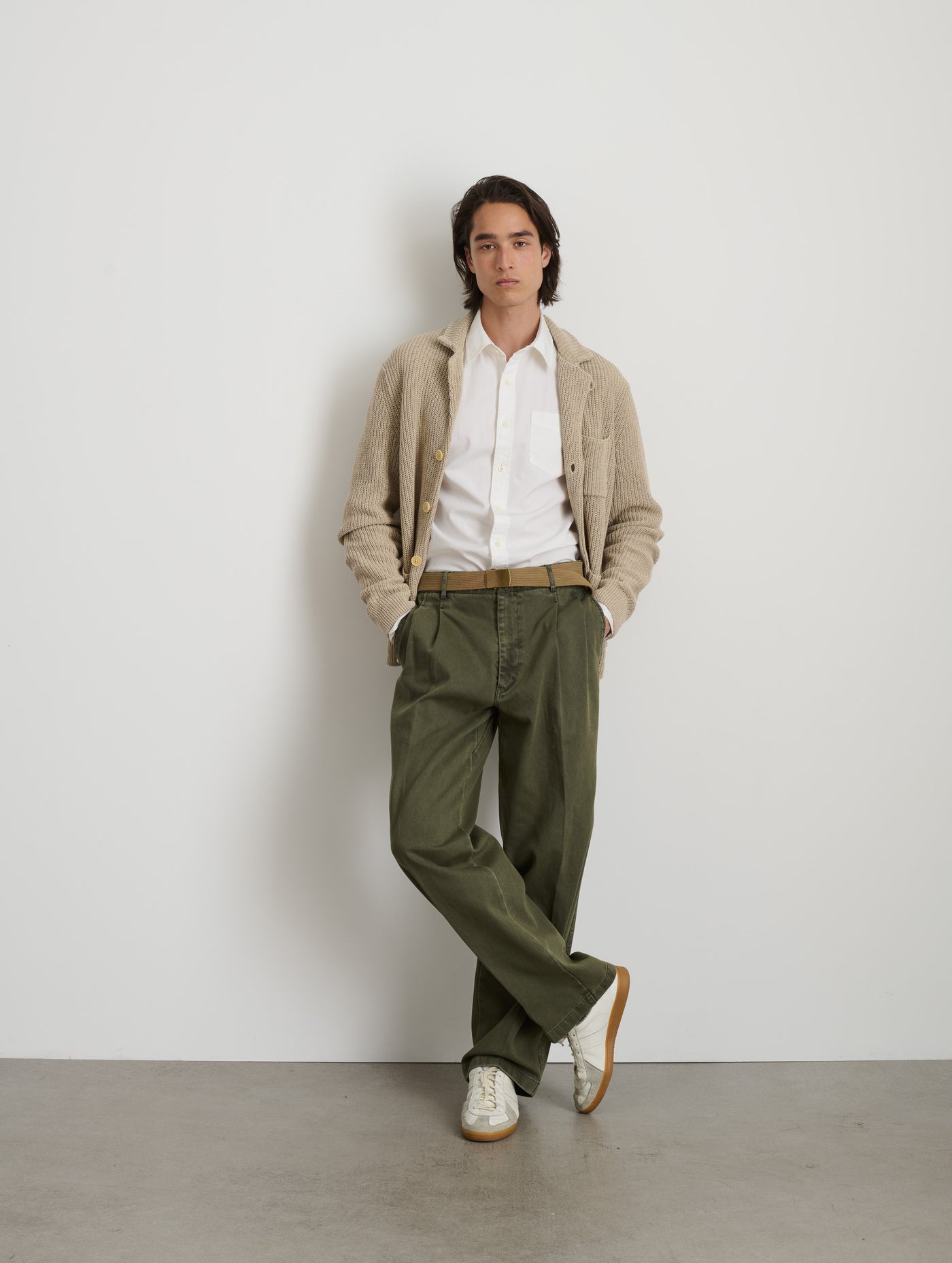 Camel Pleated cotton-canvas suit trousers | Bottega Veneta | MATCHES UK