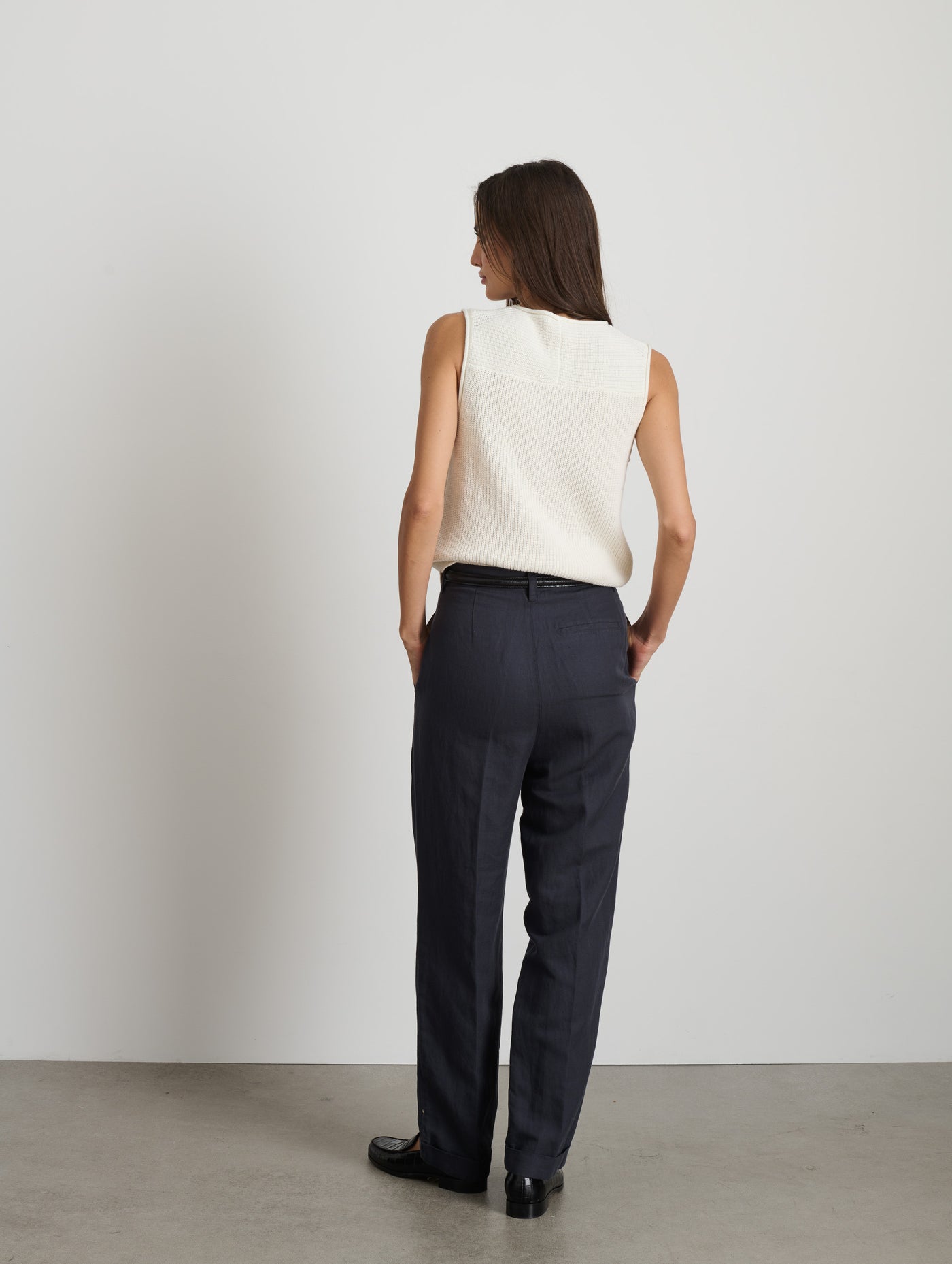 Tobacco Double Pleat Cotton Drill Trousers | Besnard