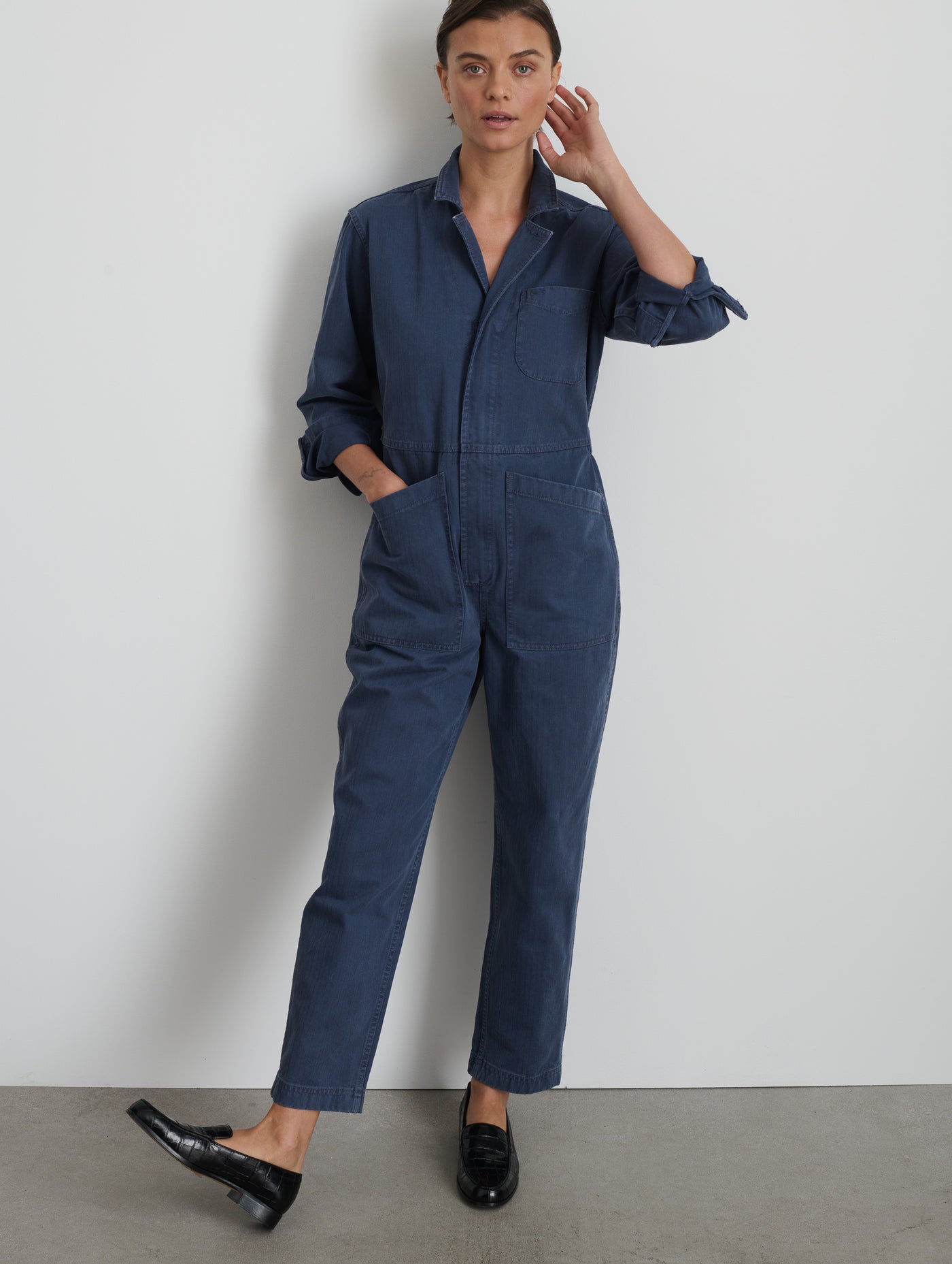 Standard Zip Jumpsuit in Herringbone